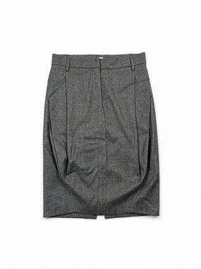 Brunello Cucinelli Grey Houndstooth Wool Pencil Skirt IT 42 US 6 Made in Italy